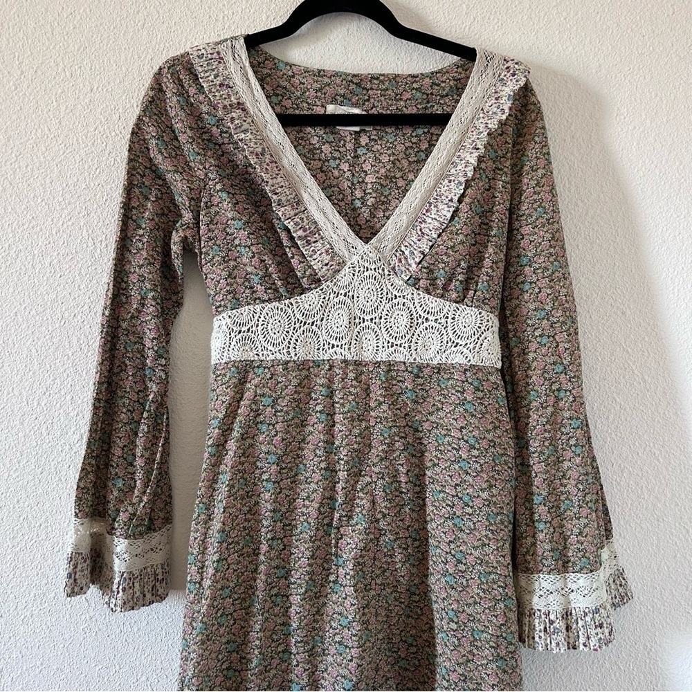 Ralph Lauren Denim Supply women’s Floral Midi Dress Medium Flare Sleeve Cottage - Picture 3 of 14